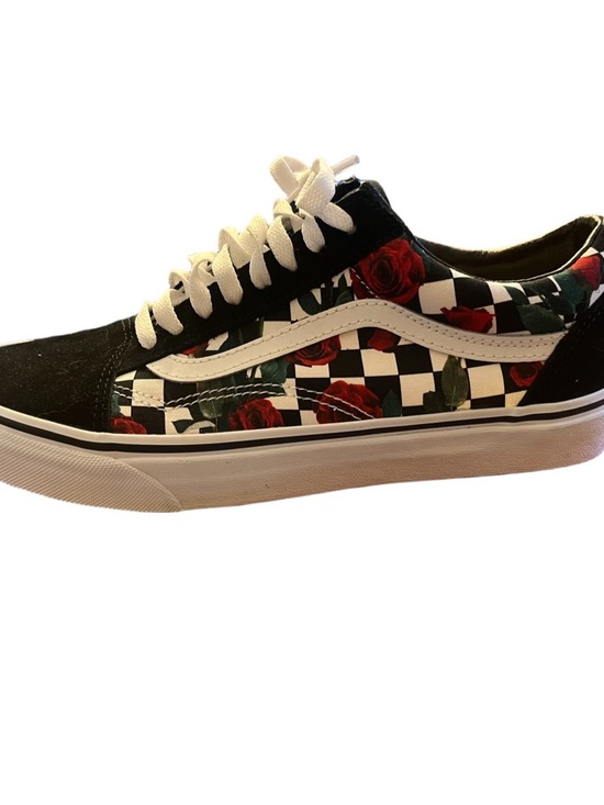 Vans Shoes - Vans Checkerboard Red Rose Old Skool in Black and White